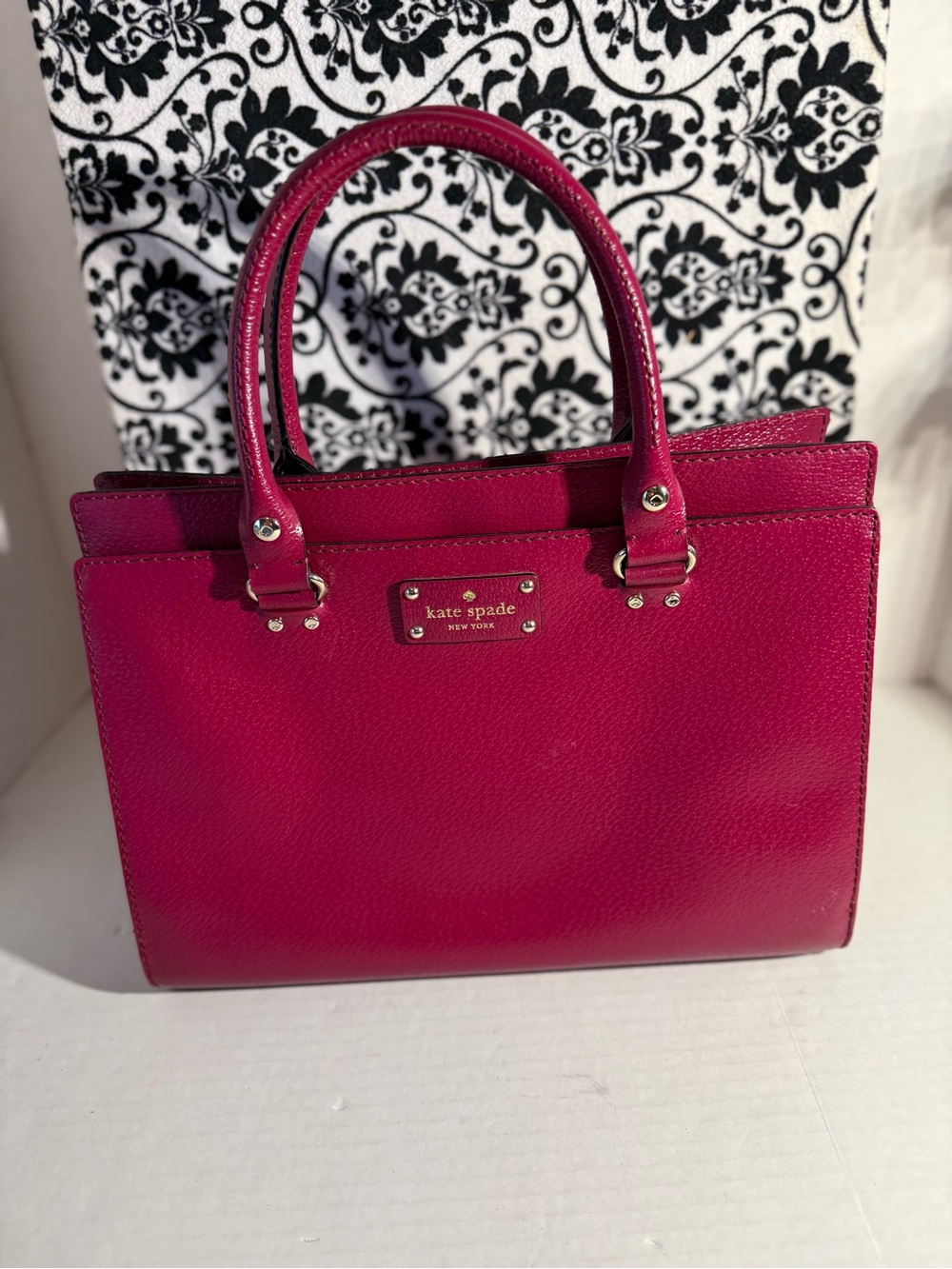 Kate Spade  Wellesley Durham Small  Pebbled Satchel in Burgundy